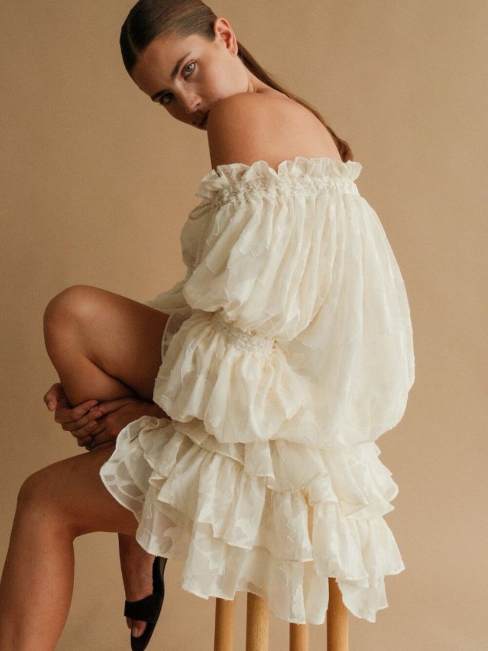 The Bekk Elora Dress Ivory‎ Lace Floral Off Shoulder Mini NWT Size XS/S - Picture 11 of 13
